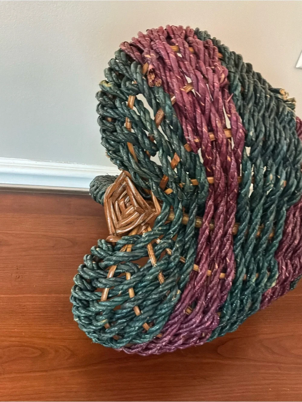 Dark Teal& Light Purple Heart-Shaped Woven Basket
